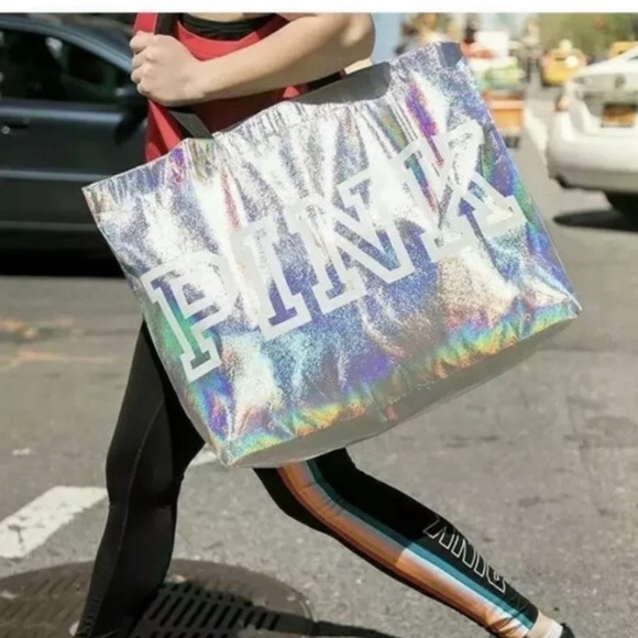 Pink holographic tote bag Clearance